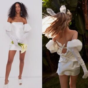 For Love & Lemons Hazel Mini Dress with gloves - XS white